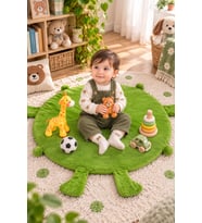 Bebek Oyun Halısı 80 cm Ponponlu ve Ayaklı (%100 Yerli) (Yeşil)