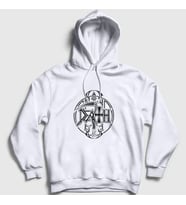 Presmono Unisex Beyaz Circle Death Kapüşonlu Sweatshirt 137923tt (Beyaz)