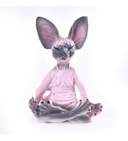 Dekoratif Yoga Yapan Kedi Biblo Meditasyon Minyatür 8 cm Sfenks Kedisi Dekor Masaüstü Ev Dekorasyon  (Pembe-Grı)