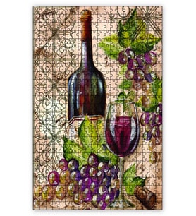 Cakapuzzle Kırmızı Şarap Üzüm Kadeh Görseli Puzzle Yapboz MDF (Ahşap) (255 Parça)