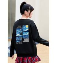 Vangogh Baskılı Oversize Sweatshirt (Antrasit)