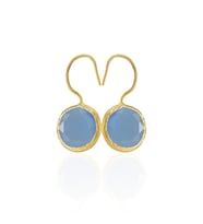 Kadir Jewellery 22 Ayar Altın Kaplama Kadın Taşlı Küpe -El İşçiliği Ve Hipoalerjenik Küpe -E01 (Gece Mavisi)