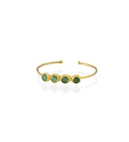 Kadir Jewellery 22 Ayar Altın Kaplama Zirkon Taşlı Ayarlanabilir Trend Bilezik (Yeşil)
