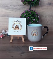Baykuş Dekoratif Taş, Kupa Bardak Kırmızı Hediye (Model 9)