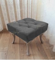 Kapitoneli Makyaj Pufu Ayak Ucu Puf Gümüş Ayak (45*45) (Antrasit)