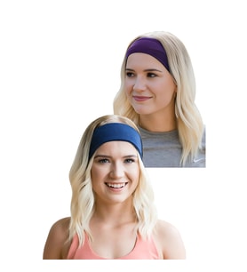 2'li Spor Saç Bantları - Kadın & Erkek Spor Tenis Yoga Koşu Makyaj Cilt Maskesi Yüz Yıkama Tarz Ter Kafa Bandı Unisex Kombin Esnek Saç Bandı Seti (Mor-Lacivert)