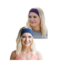2'li Spor Saç Bantları - Kadın & Erkek Spor Tenis Yoga Koşu Makyaj Cilt Maskesi Yüz Yıkama Tarz Ter Kafa Bandı Unisex Kombin Esnek Saç Bandı Seti (Mor-Lacivert)