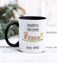 Kişiye Özel Okul Öncesi Öğretmeni Tasarımlı Kupa Bardak (Siyah)