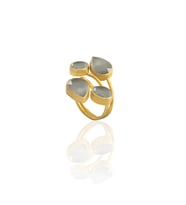 Kadir Jewellery 22 Ayar Altın Kaplama Zirkon Taşlı Kadın Vintage Yüzük (Gri)