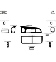 Meriç® Hyundai H 100 Ön Torpido Kaplama Maun 11 Parça 1998-2004 (Piano Black)