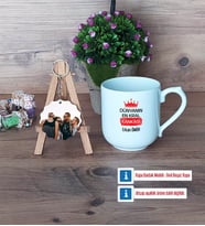 Arkadaşa Hediye Kupa Bardak Beyaz ve Fotoğraflı Ahşap Anahtarlık HediyeDoğum Günü Hediyesi (Model 5)