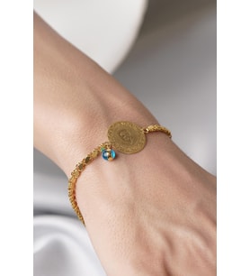 Yeni Çeyrekli 14 Ayar Altın İnce Pullu Bileklik (Sarı)