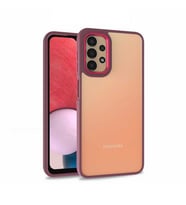 Samsung Galaxy A13 4G Kılıf Kamera Nikelaj Kenar Renkli Kapak (Kırmızı)