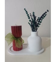 Zeylinart İskandinav Vazo ve Silindir Mum 3 lü set (Beyaz)