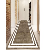 Dijital Baskılı Kaymaz Taban Yıkanabilir Modern Yolluk Ve Koridor Halısı NDU-HT-575 (Kahverengi)