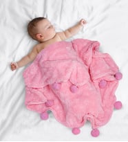 Pabteks Ponponlu Peluş Bebek/çocuk Battaniyesi (Pembe)
