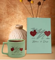 BK Gift Kişiye Özel Sevgili İsimli Yeşil Sert Kapaklı Defter ve Middle Kupa Seti, Arkadaşa Hediye, Yeni İş Hediyesi, Doğum Günü Hediyesi (Model 6)