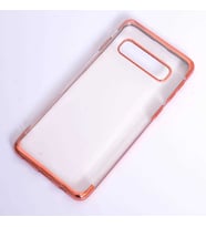 Galaxy S10E Kılıf İnce Köşeleri Renkli Şeffaf Silikon (Rose)