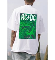 Unisex Acdc Baskılı T-shirt (Beyaz)
