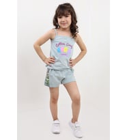 Toontoy Kız Bebek Baskılı Şortlu Takım (Yeşil)