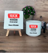  Hukuk Okuduğumu Söylemiş Miydim  Hediye Seti Kupa Bardak T Kulplu ve Dekoratif Taş Hukuk Öğrencisine Hediye (Model 6)