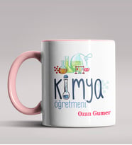 Kişiye Özel Kimya Öğretmeni Tasarım Siyah Renk Kupa Bardak 7 (Pembe)