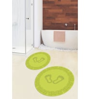 EVDEYA Dijital Yıkanabilir Çerçeveli Ayak İzi Desen İkili Yuvarlak Banyo Klozet Takımı, YKLOZET-18-BEYAZ, (Yeşil)