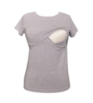LuvmaBelly  Maternity 2501_2516 Pamuklu Lohusa Emzirme Tshirt (9 Renk Mevcut) (Gri)