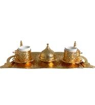 Zamak İkili Fincan ve Şekerlik Takımı (Altın / Dore)