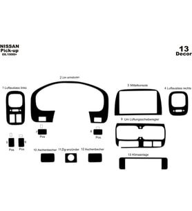 Meriç® Nissan Pick-Up Skystar Ön Torpido Kaplama Maun 13 P. 1999-2006 (Piano Black)