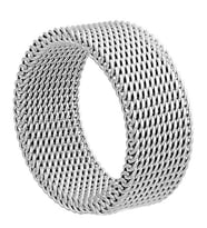 Unisex 8mm Esnek Örgü Hasır Çelik Yüzük sb1sb2 (Beyaz)