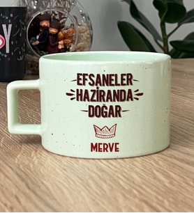 Kişiye Özel Efsaneler Haziranda Doğar Hediye Pastel Fincan Doğum Günü Hediyesi (Yeşil)