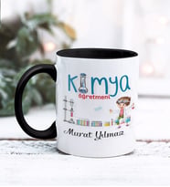 Kimya Öğretmeni Tasarımlı Kişiye Özel Kupa Bardak (Siyah)