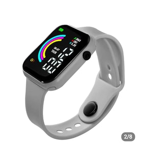 Beyaz Su Geçirmez Apple Watch Saat (AKILLI SAAT DEĞİLDİR) (Gri)