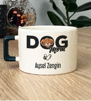 Kişiye Özel Dog Mom Hediye Lüks Fincan Köpek Annesi (Koyu Yeşil)