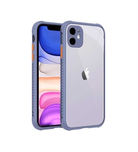 Uyumlu Model Apple iPhone 11 Kılıf Kenar Renkli Sararmaz Şeffaf Kapak (Koyu Mor)