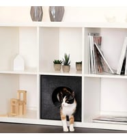 Kedi Evi Yuvası Keçe Açık Gri 3mm Kaliteli Keçe 32x32x32 cm (Antrasit)