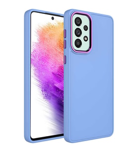 Samsung Galaxy A52 Kılıf Metal Çerçeve Lansman Silikon Kapak (Lila)