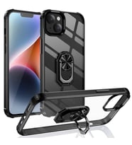 iPhone 14 Kılıf Mola Kenar Köşe ve Yüzük Kısımları Renkli Kılıf (Siyah)