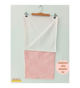 S.kahve Kız Erkek Bebek Battaniyesi Pike %100 Pamuklu Doğal Organik Uyku Çift Taraflı Örtü 86x86cm (Pembe)