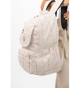 Lise Okul Sırt Çantası Çok Cepli Okul Çantası Hafif Klinkır Kumaş 43*30 Cm Seyahat Çantası (Krem)