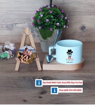 En Cool Baba Kupa Bardak Beyaz ve Fotoğraflı Ahşap Anahtarlık Hediye Babaya Hediye (Model 8)