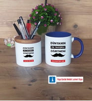 Erkek Öğretmene Hediye Kalemlik, Kupa Bardak T Kişiye Özel Hediye (Model 6)