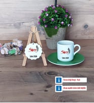 Savcı Türk Kahvesi Fincanı Lacivert ve Ahşap Anahtarlık Hediye (Model 6)