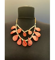 SEDEF CAM BONCUKLU İNCİ BONCUKLU KADIN KOLYE BOY 19 CM (Pembe)
