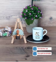 Kadın Yüzme Antrenörü Türk Kahvesi Fincanı Ahşap Altlıklı ve Fotoğraflı Ahşap Anahtarlık Hediye (Model 7)