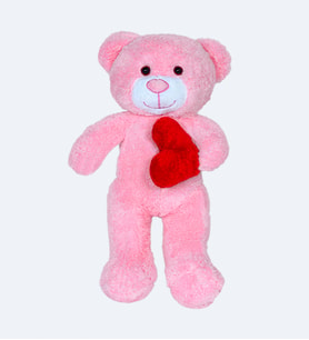 50 cm Kalpli Peluş  Sevimli Ayıcık (Pembe)