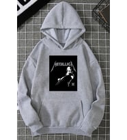 Unisex Metalica Baskılı Oversize Sweatshirt (Gri)