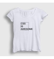 Presmono Kadın Sarı Css Is Awesome Developer Yazılımcı T-Shirt 357468tt (Beyaz)