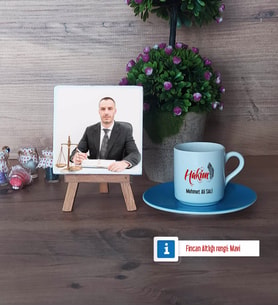 Hakim Fotoğraflı Dekoratif Taş, Ahşap Altlıklı Türk Kahvesi Fincanı Hediye (Model 5)